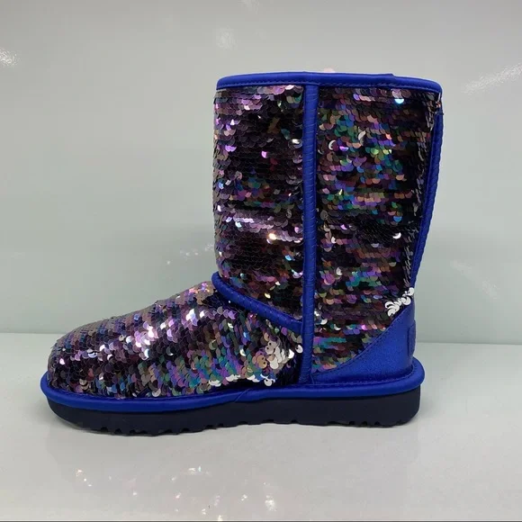 UGG |  Classic Short Sequin Navy Tonal Boots NEW In Box - Picture 5 of 8